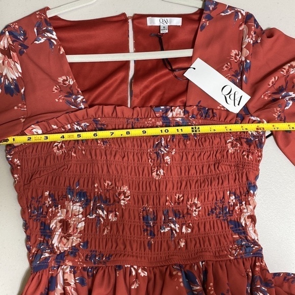 BNWT Q&A Gathered bodice Floral Long Sleeve Mini Dress - Picture 10 of 15